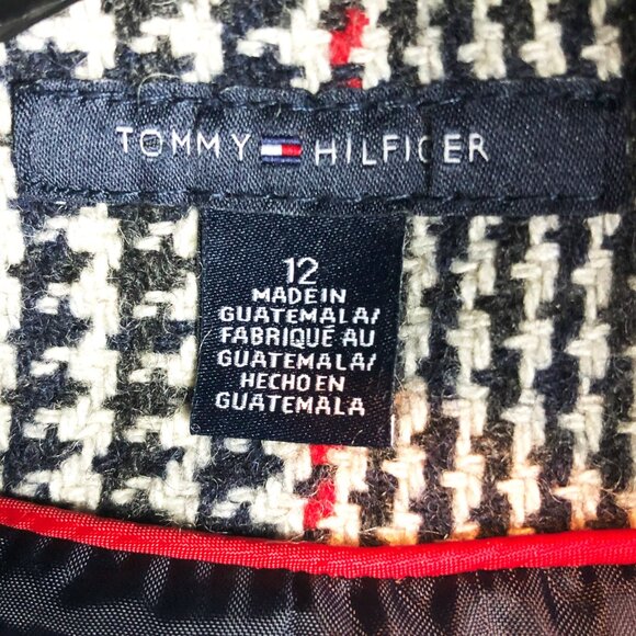 Tommy Hilfiger American Classics Wool 60% -Blend Houndstooth 3/4 Length Coat - Picture 4 of 8